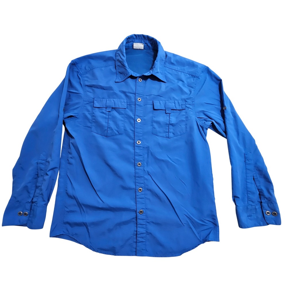 Alpine Design Button Down Tech Fishing Shirt Medium Blue Hiking Vented 945A9M07